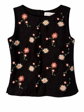 Vintage 90’s Casual Corner Annex Embroidered Shell Top- Sz 10